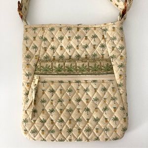 Tanya Lee Design Pineapple Palm Tree Print Lightweight Quilted Crossbody Bag